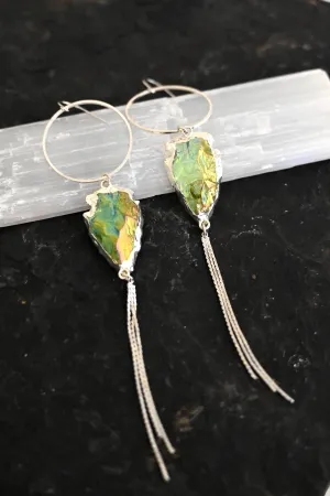 Electric Woman Green Aura Quartz Silver Earrings
