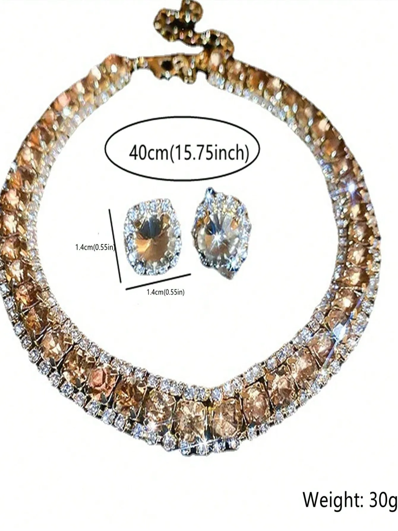 Elegant Crystal Jewelry Set: Dazzling Necklace and Earrings