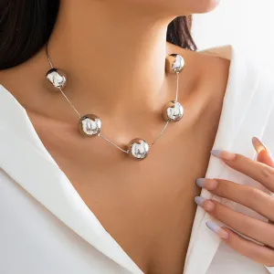 Elegant Five Ball String Chain Necklace