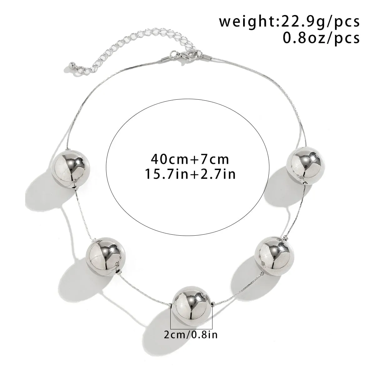 Elegant Five Ball String Chain Necklace