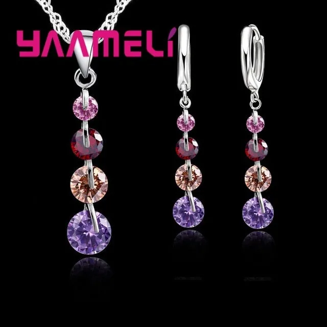 Elegant Silver Crystal Necklace Set