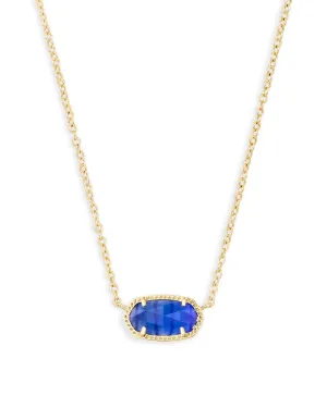 Elisa Gold Pendant Necklace In Cobalt Cat's Eye