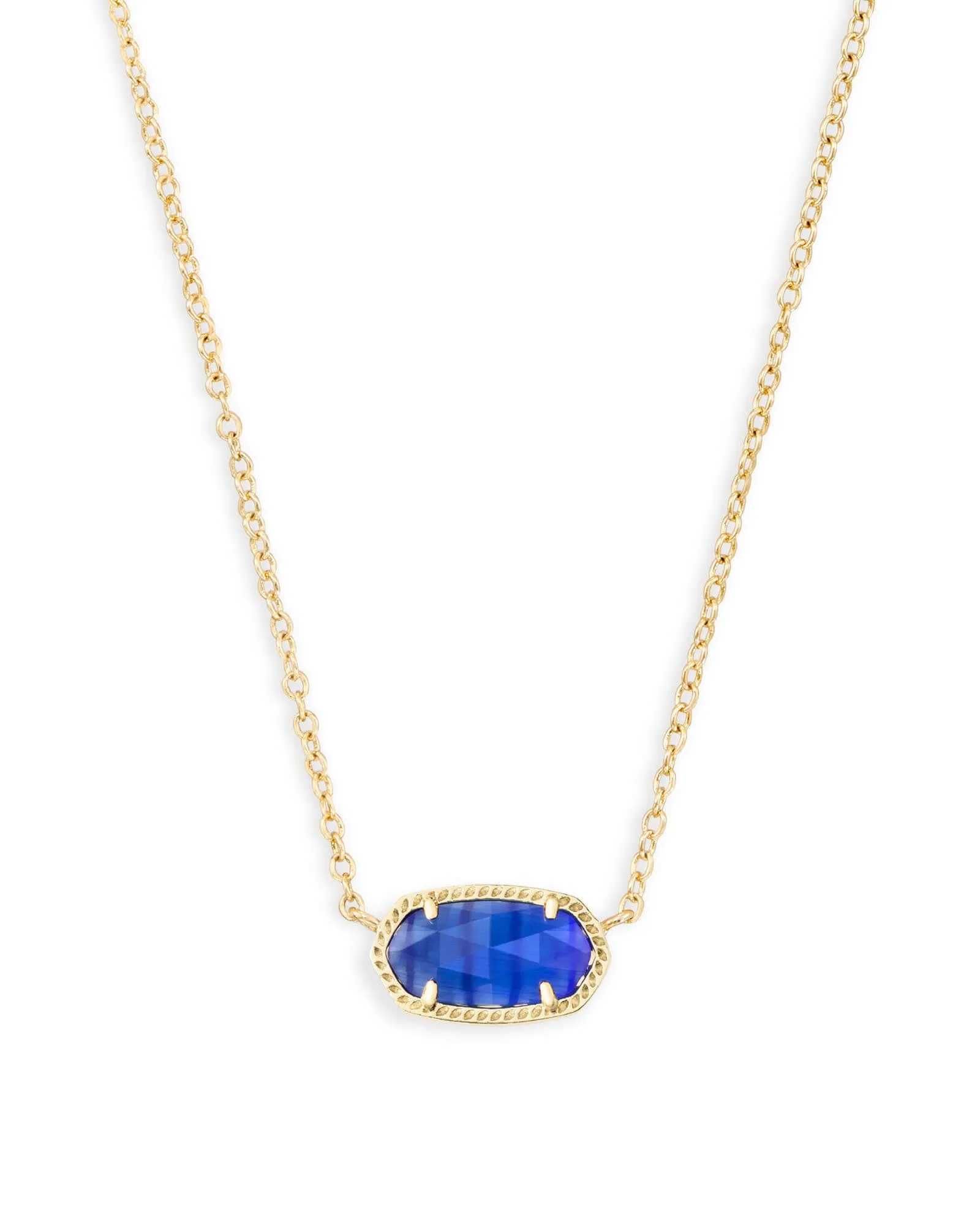 Elisa Gold Pendant Necklace In Cobalt Cat's Eye