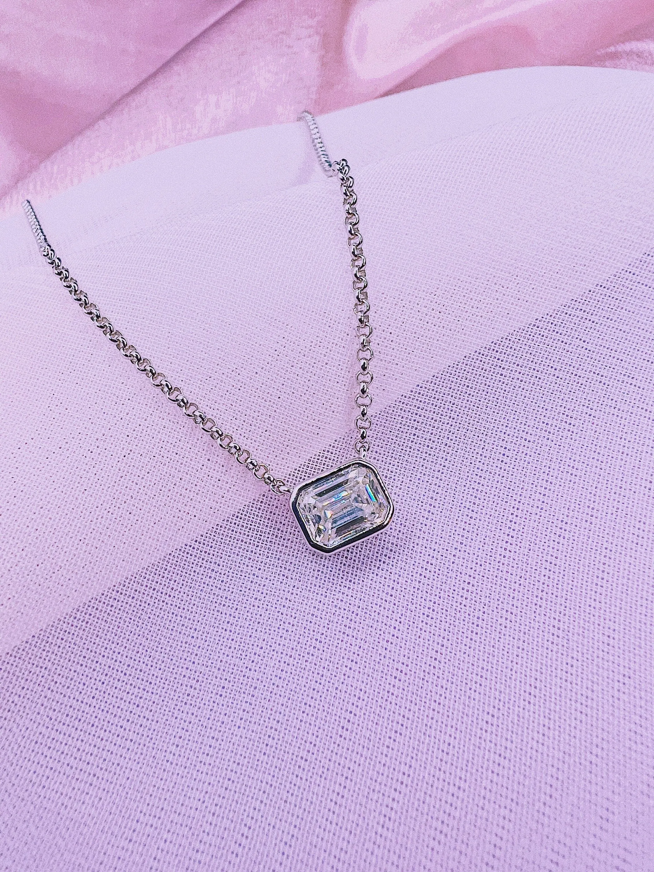 Emerald Cut Moissanite Necklace