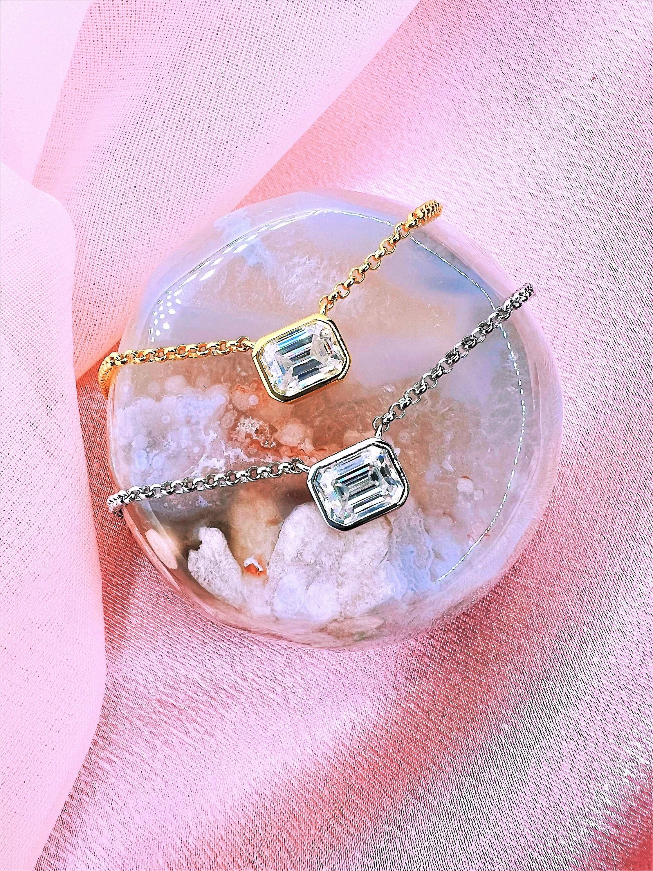 Emerald Cut Moissanite Necklace