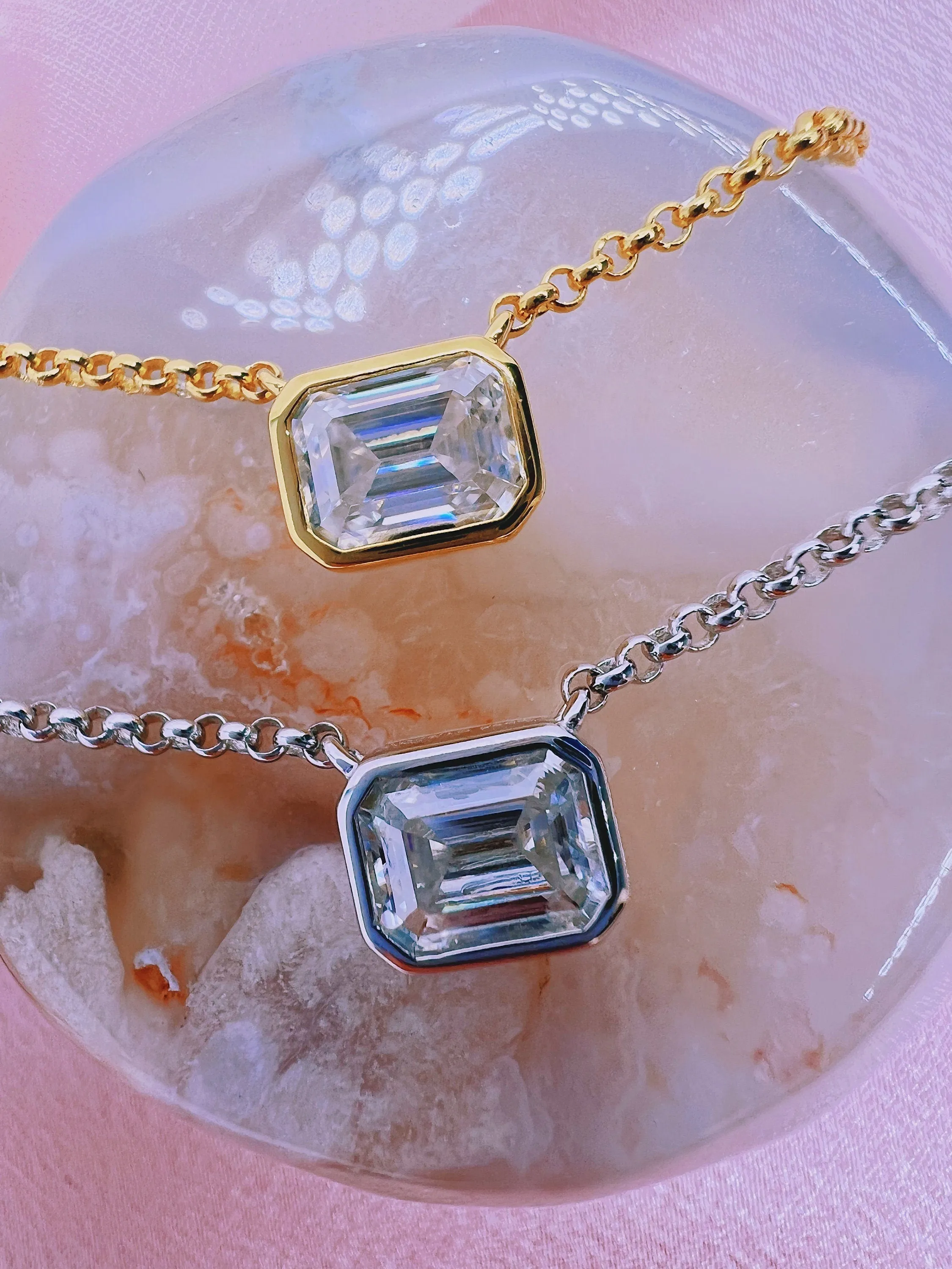 Emerald Cut Moissanite Necklace