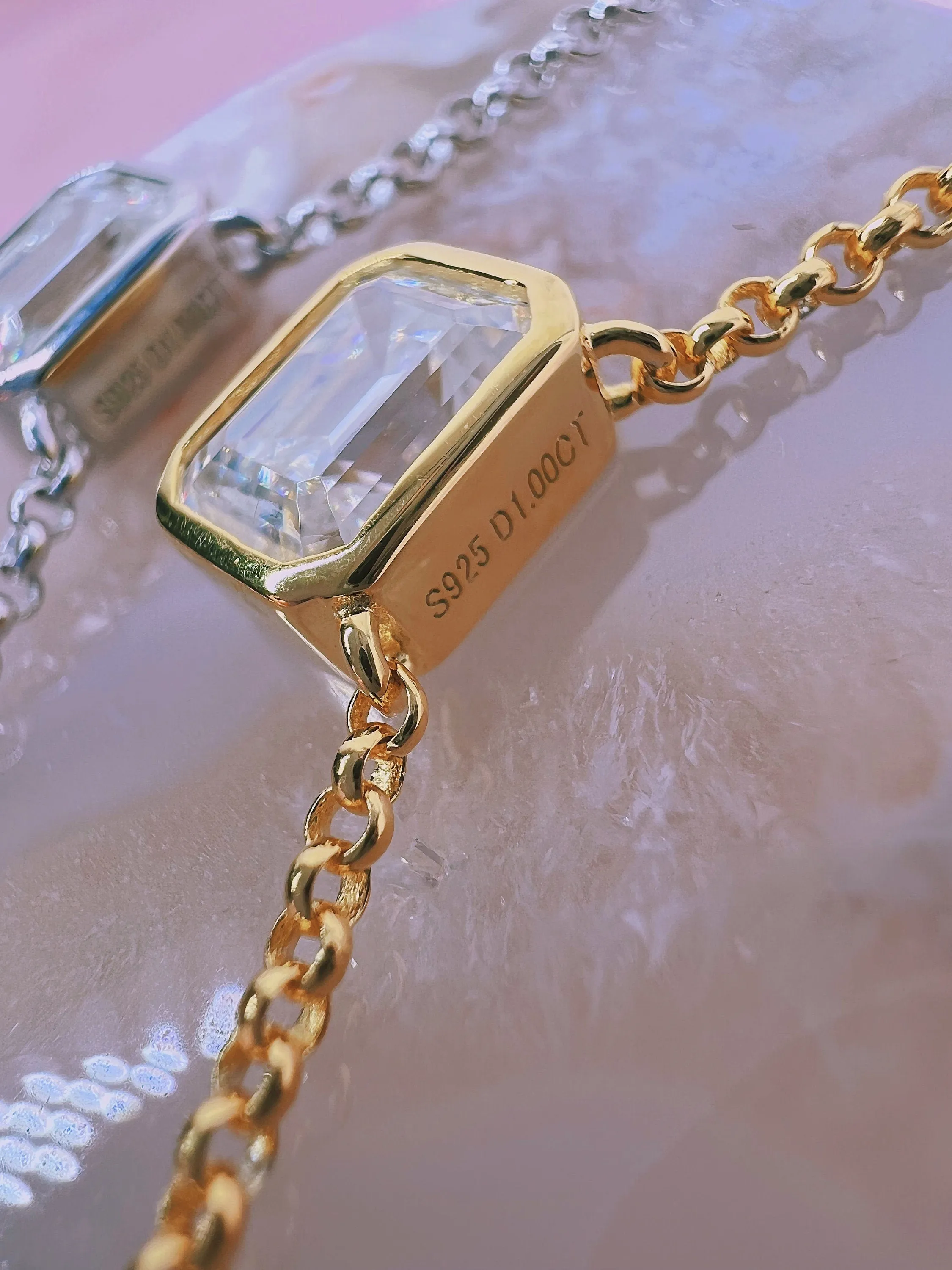 Emerald Cut Moissanite Necklace