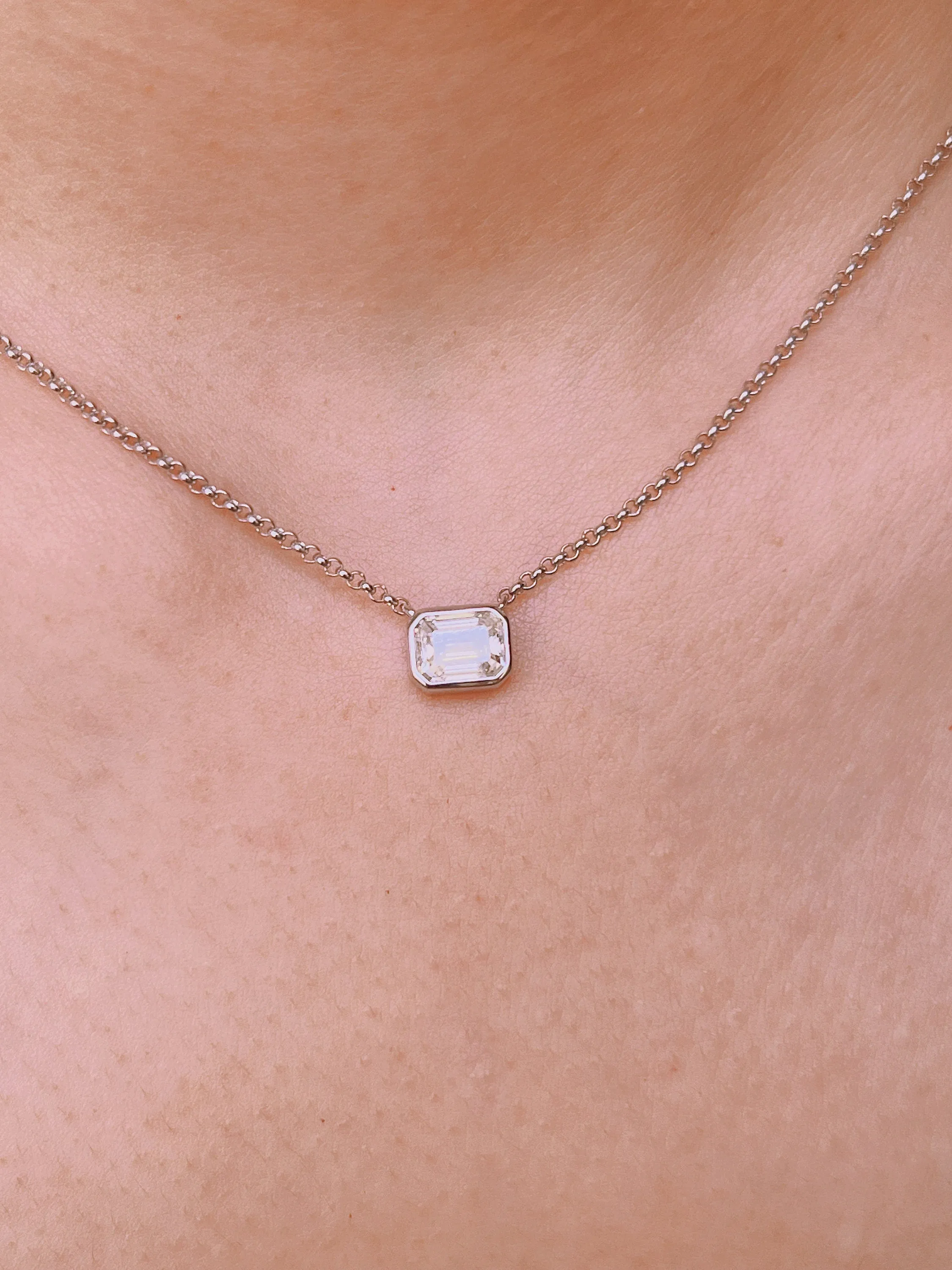 Emerald Cut Moissanite Necklace