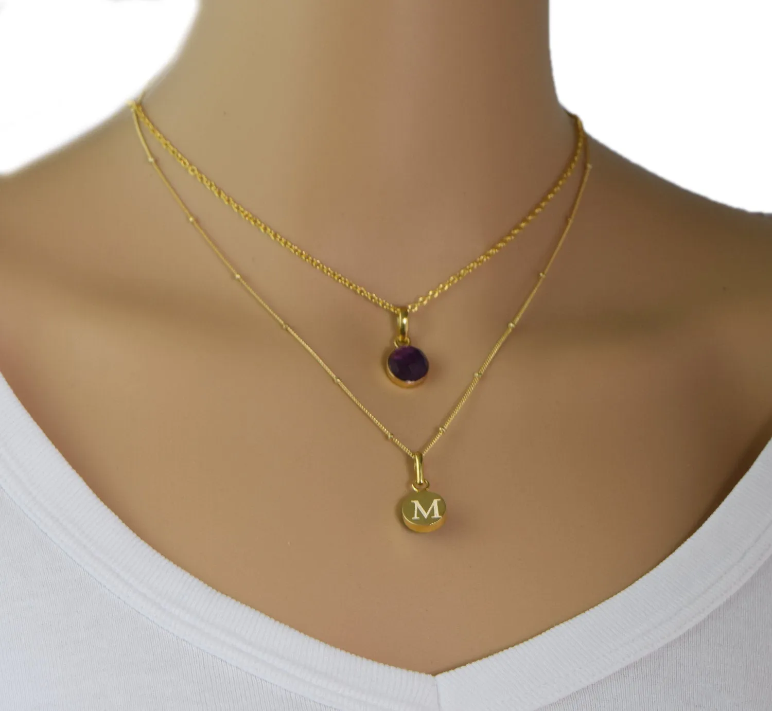 Engraved Birthstone Necklace