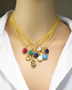 Engraved Birthstone Necklace
