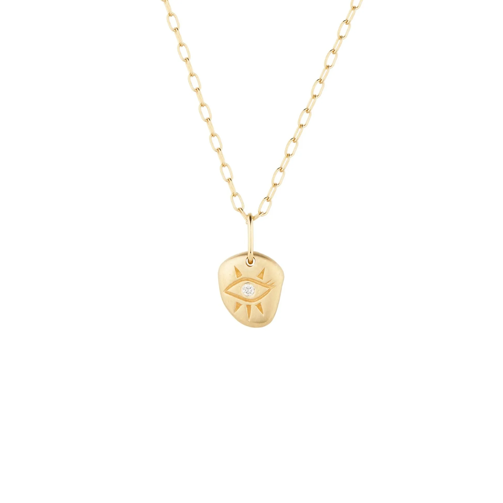 Engraved Eye & Diamond Necklace