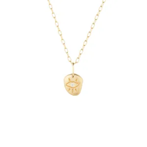 Engraved Eye & Diamond Necklace