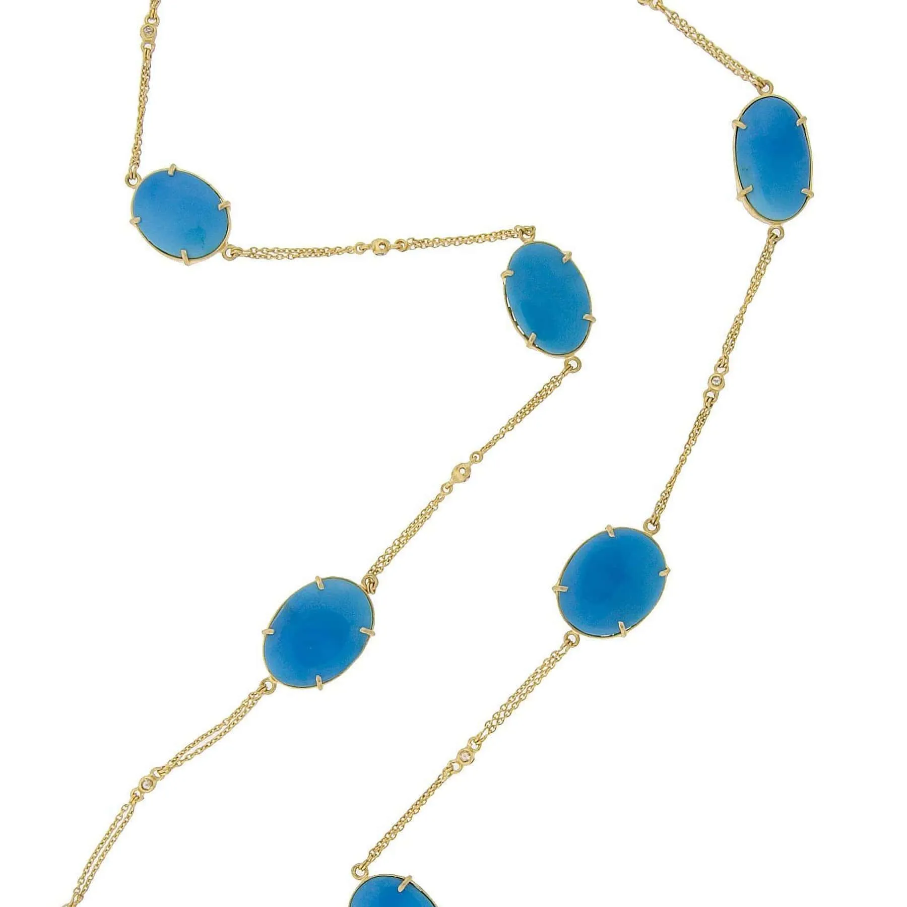 Eternity 20K Elegant Turquoise and Diamond Necklace