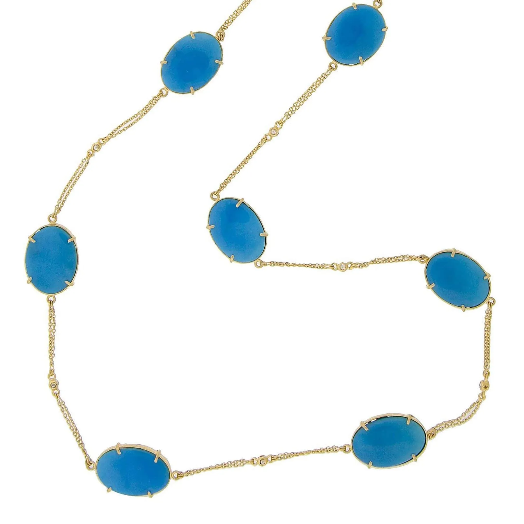 Eternity 20K Elegant Turquoise and Diamond Necklace