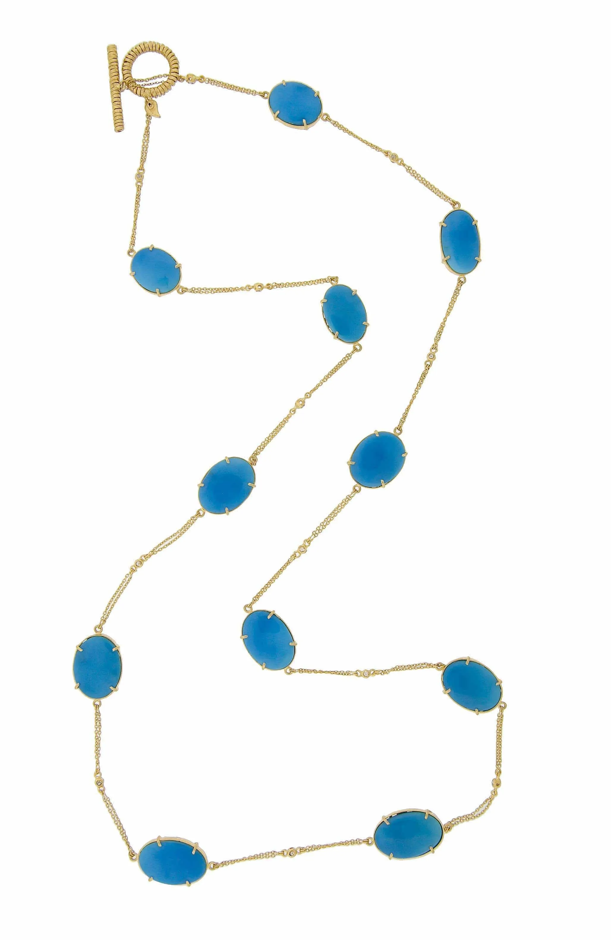 Eternity 20K Elegant Turquoise and Diamond Necklace