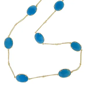 Eternity 20K Elegant Turquoise and Diamond Necklace