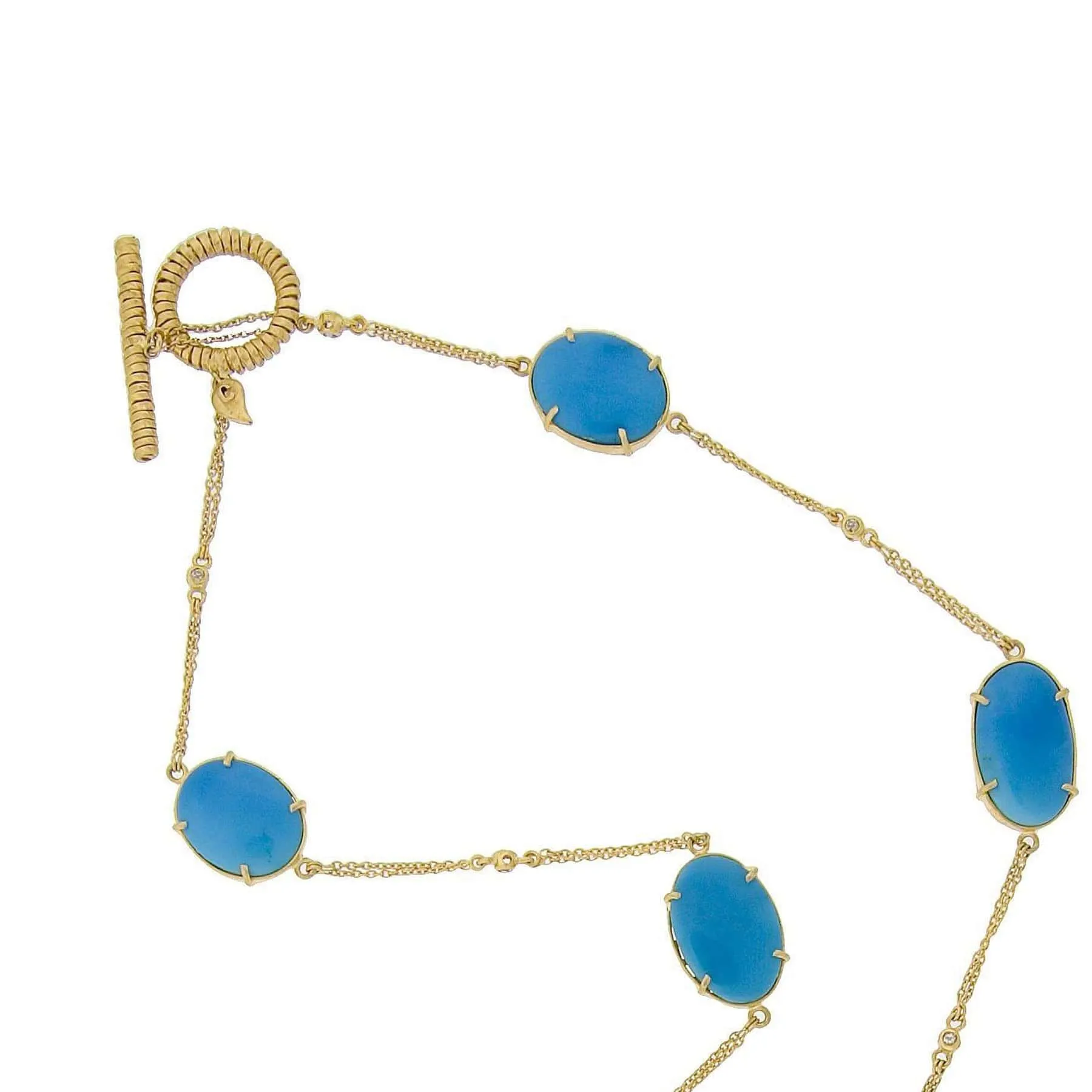 Eternity 20K Elegant Turquoise and Diamond Necklace