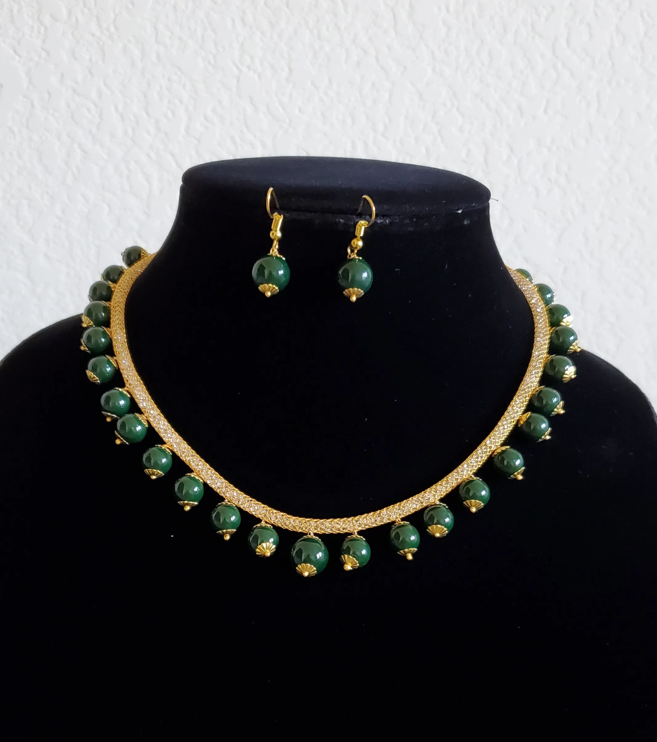 Fancy Green Beads Necklace Set GG45