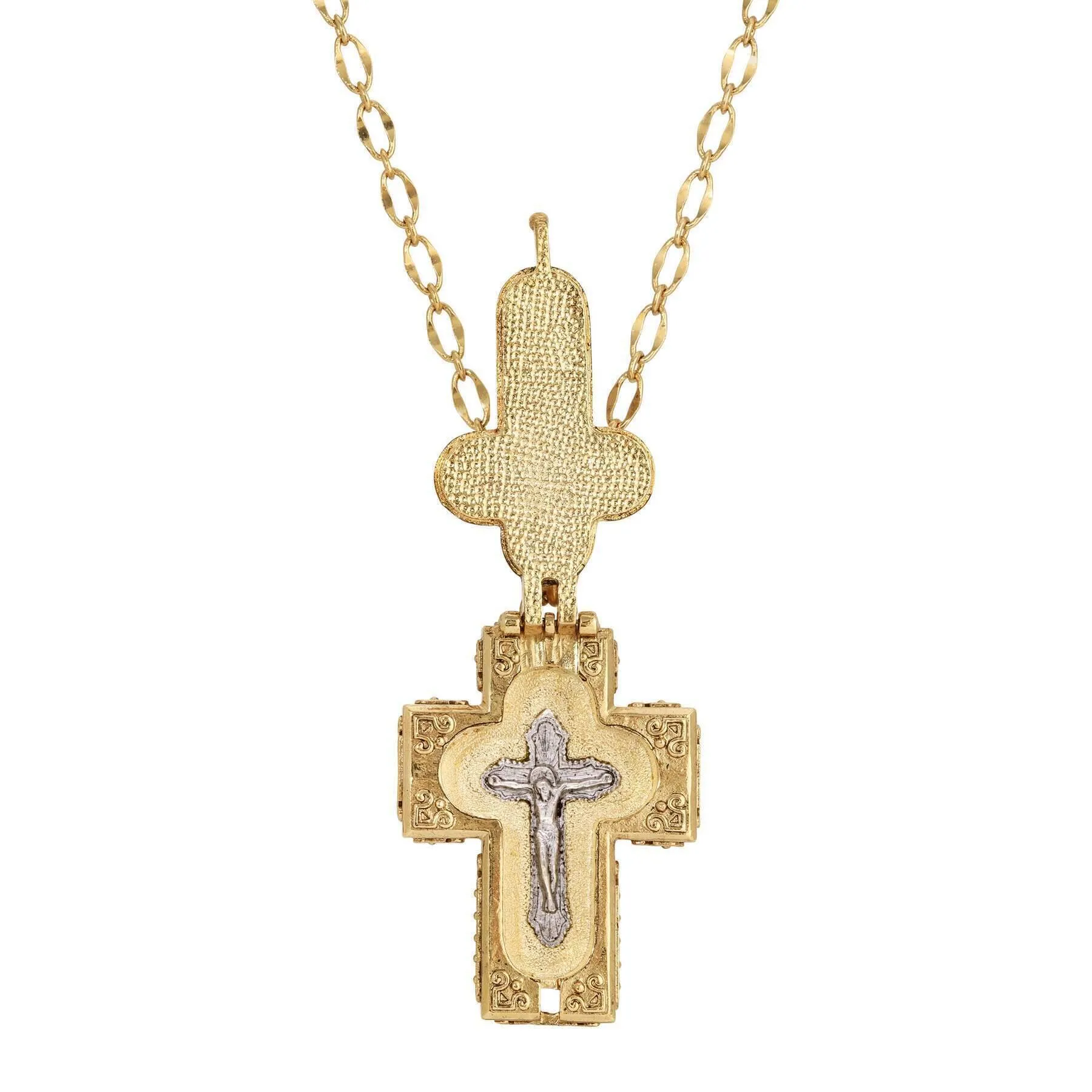 Faux Pearl Reliquary Pendant Necklace