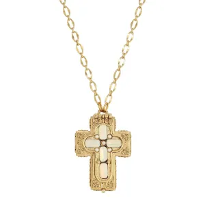 Faux Pearl Reliquary Pendant Necklace