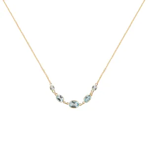 Five Stone Bezel Set Blue Topaz Necklace