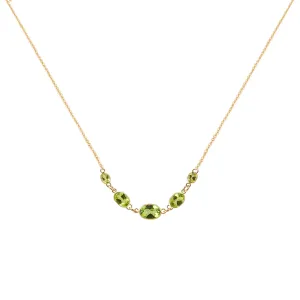 Five Stone Bezel Set Peridot Necklace