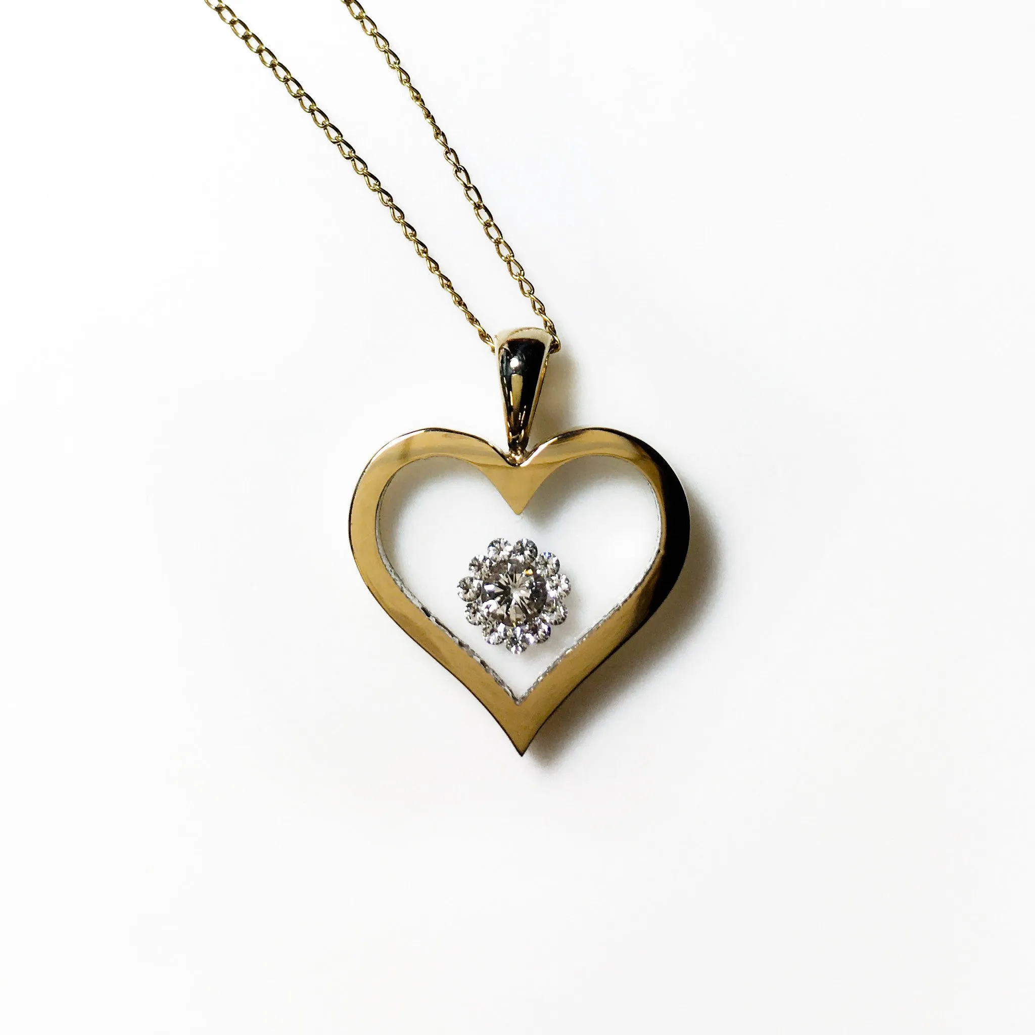 Floating Diamond Cluster - Heart Shaped Pendant