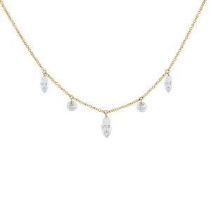 Floating Diamond Marquee & Round Necklace 18K