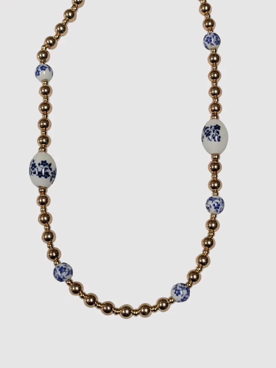 Floral Ceramic Beaded Necklace