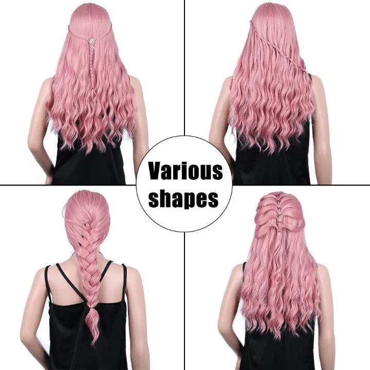 Fluffy Curly Wavy Human Hair Feel Full 26 Inch Wig