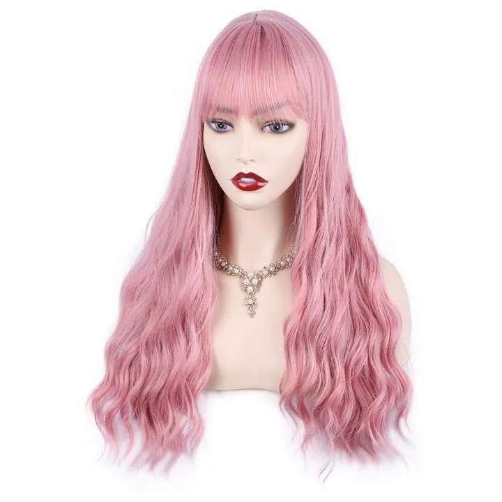 Fluffy Curly Wavy Human Hair Feel Full 26 Inch Wig