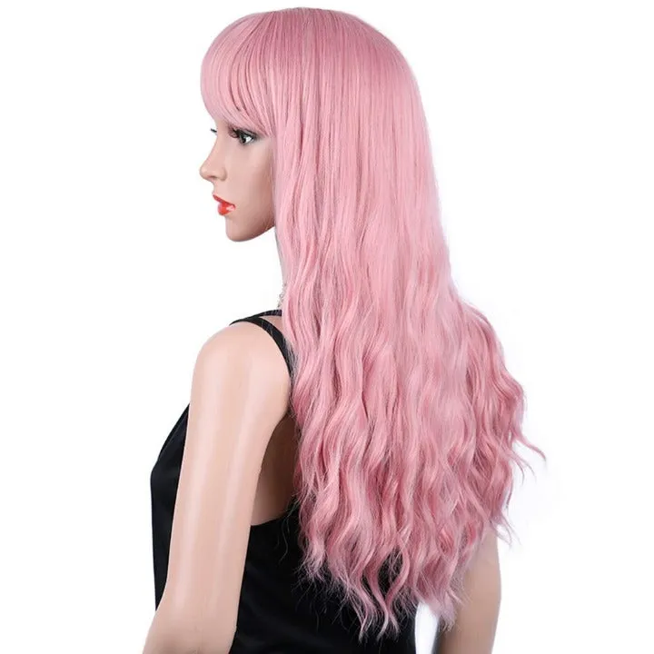Fluffy Curly Wavy Human Hair Feel Full 26 Inch Wig