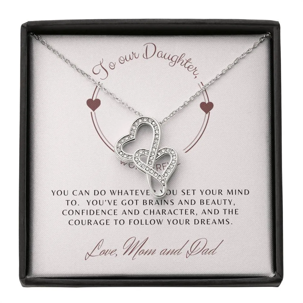 Follow Your Dreams-Sentimental Double Hearts Necklace for Daughter