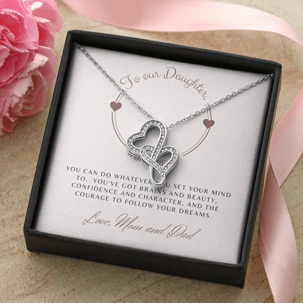 Follow Your Dreams-Sentimental Double Hearts Necklace for Daughter