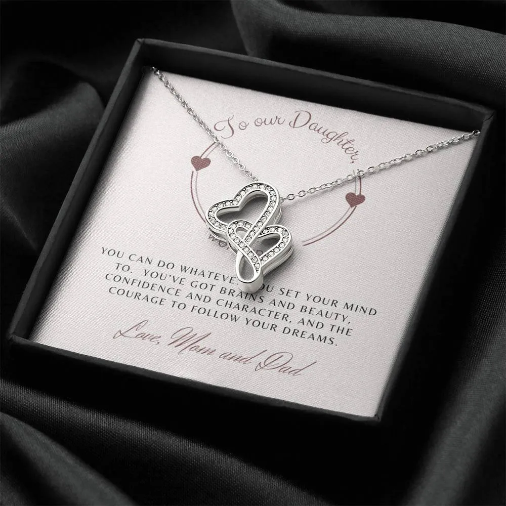 Follow Your Dreams-Sentimental Double Hearts Necklace for Daughter