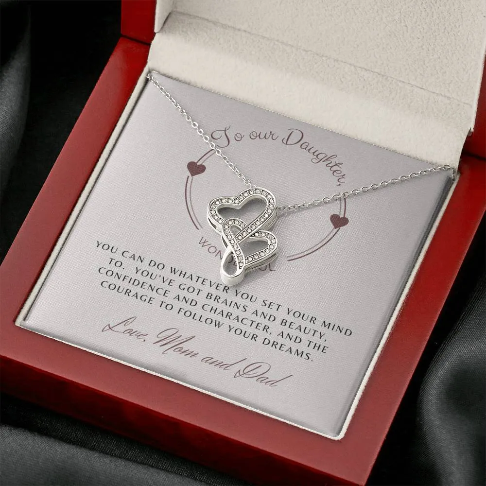Follow Your Dreams-Sentimental Double Hearts Necklace for Daughter