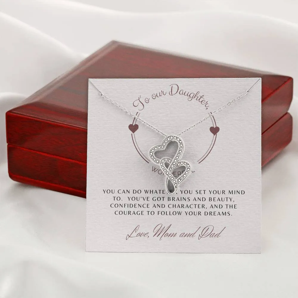 Follow Your Dreams-Sentimental Double Hearts Necklace for Daughter