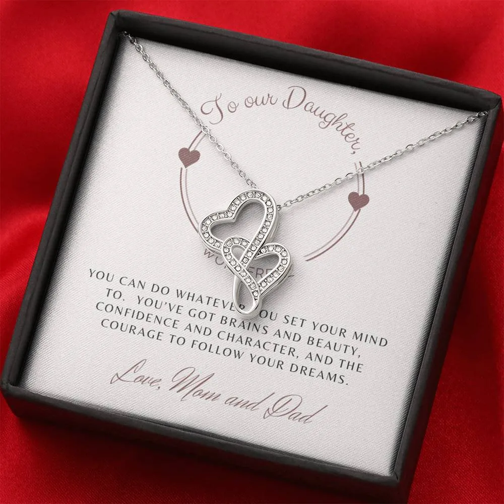 Follow Your Dreams-Sentimental Double Hearts Necklace for Daughter