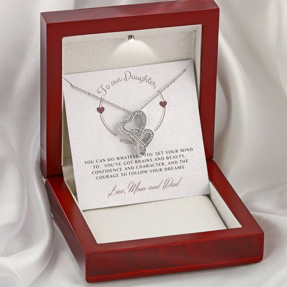 Follow Your Dreams-Sentimental Double Hearts Necklace for Daughter