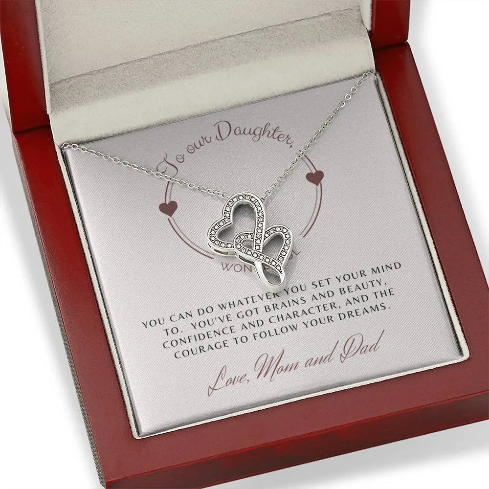 Follow Your Dreams-Sentimental Double Hearts Necklace for Daughter