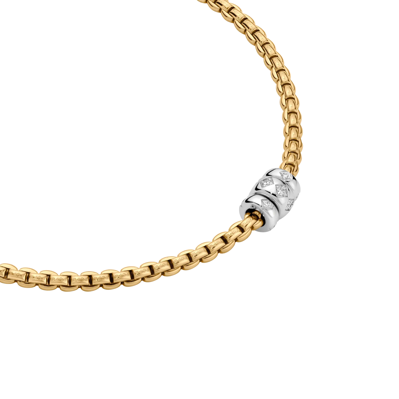 Fope Eka 18k Yellow and White Gold Rhombus-Set Diamond Necklace