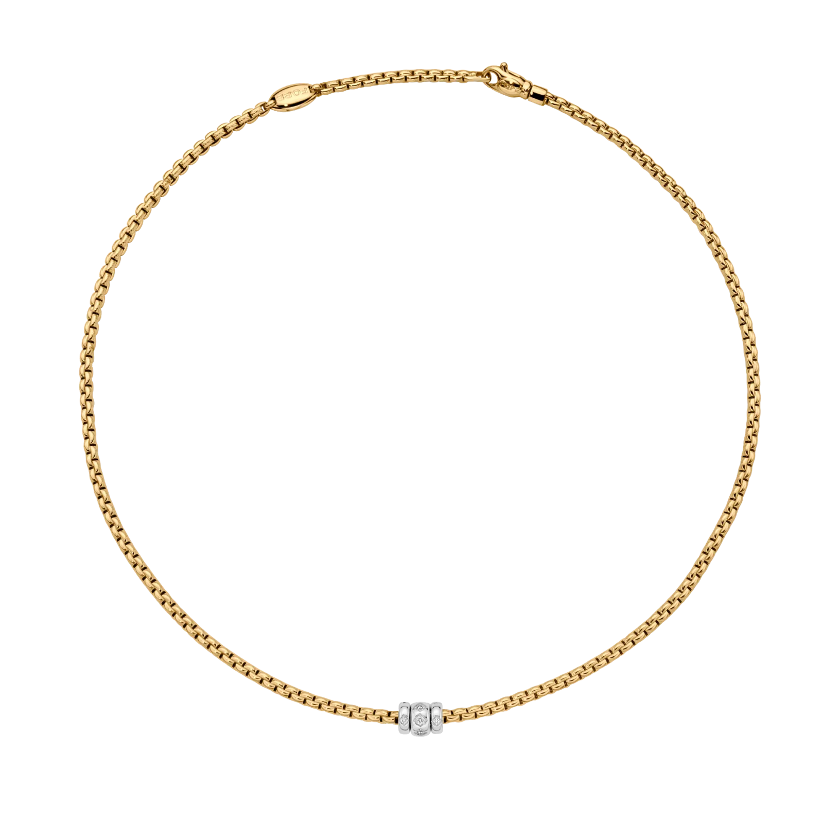 Fope Eka 18k Yellow and White Gold Rhombus-Set Diamond Necklace