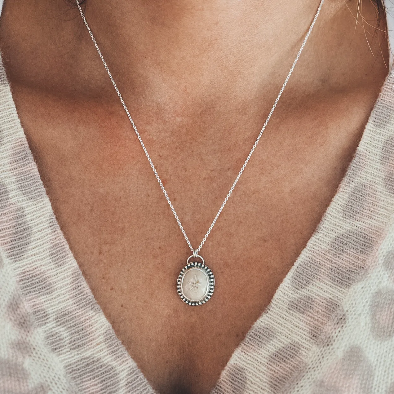 Fossilized Sand Dollar Necklace #1