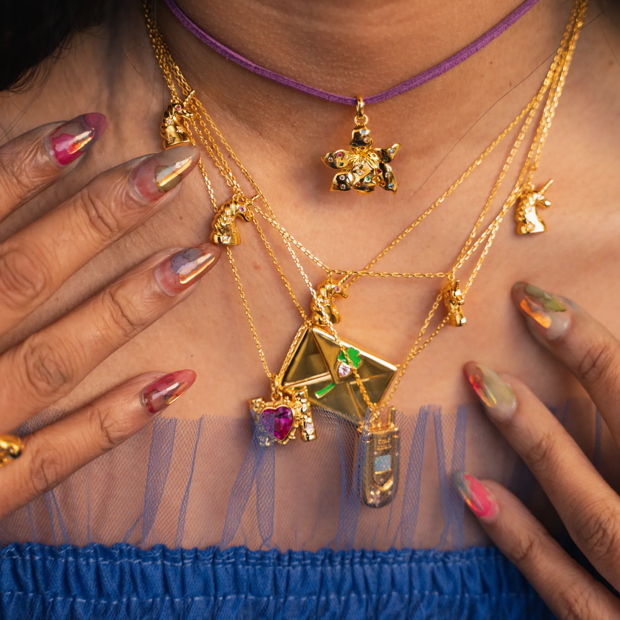 Funfair Unicorn Necklace Gold