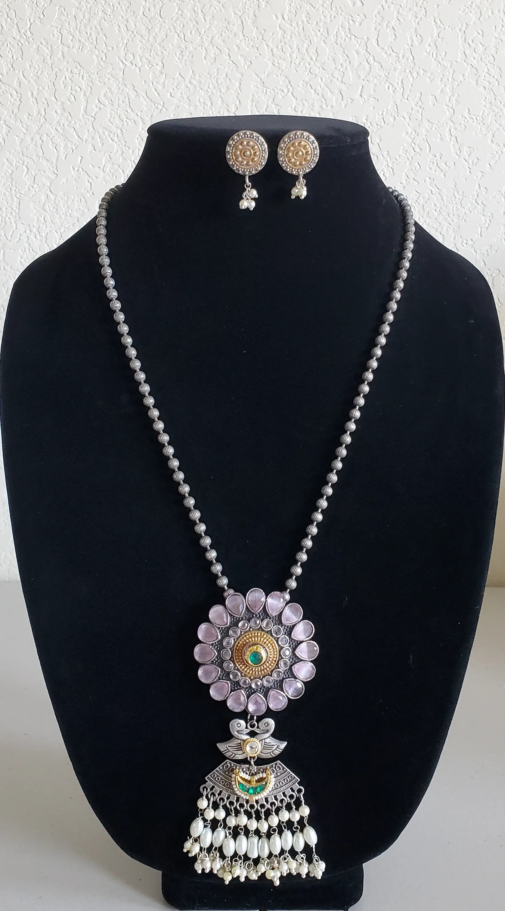 Fusion Style Long Chain Set Pink-Green M39