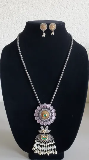 Fusion Style Long Chain Set Pink-Green M39