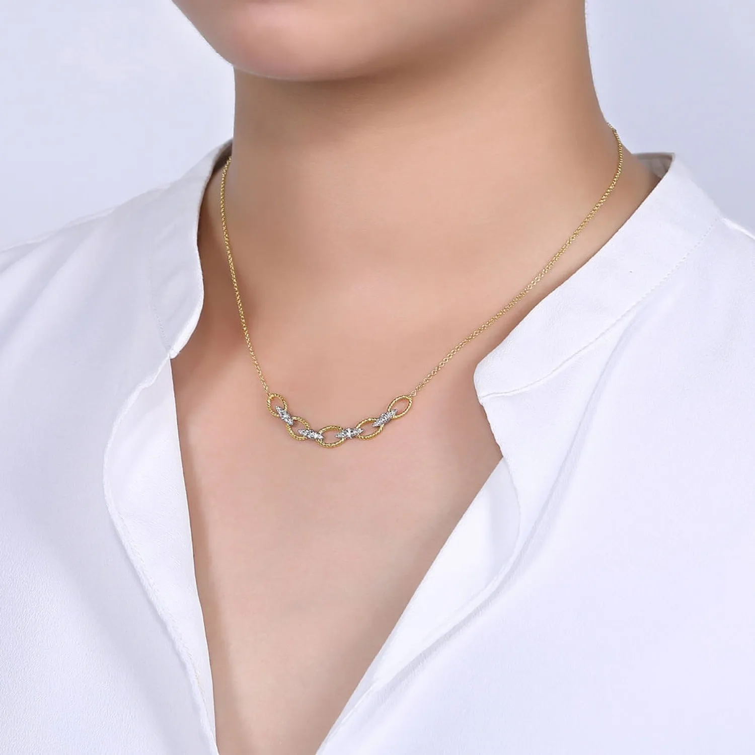Gabriel & Co. Twisted Rope Link Diamond Necklace