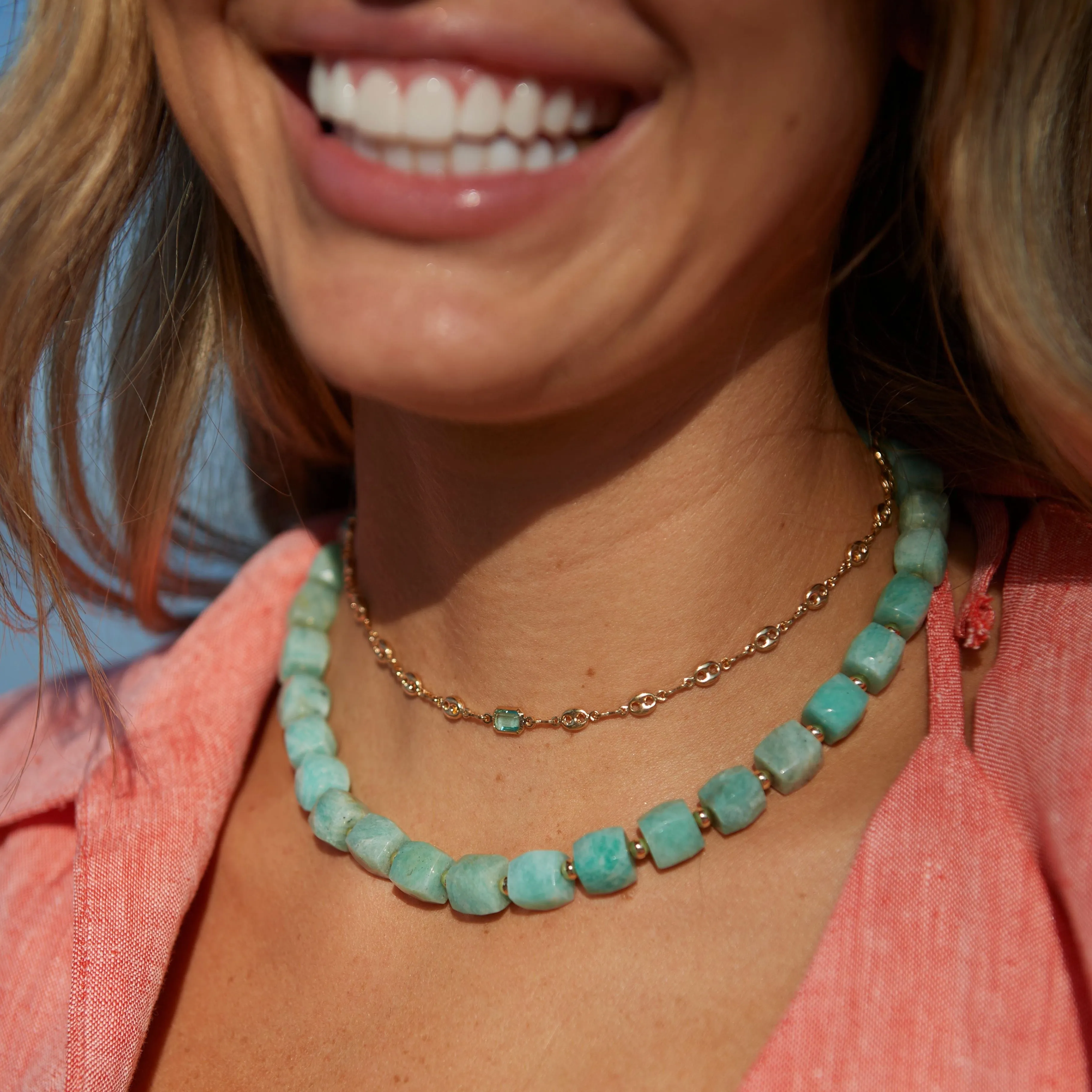 Gali Gemstone Puff Necklace