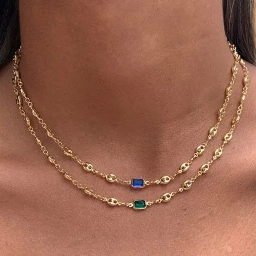 Gali Gemstone Puff Necklace