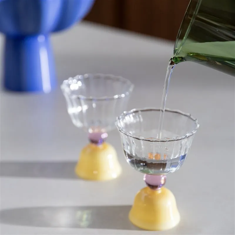 Glass tulip caramel set of 2